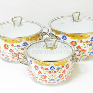 Set pots 6 etc. Lessner Enamel Gold Mack 55835