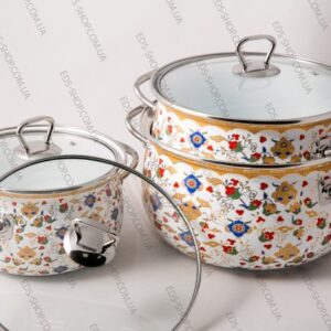 Набір каструль 6 шт. Lessner Enamel Floretta Gold 55833