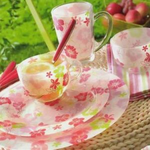 Service for cappuccino on 6 people of 12 items Luminarc Fresh Flower Pink D8089