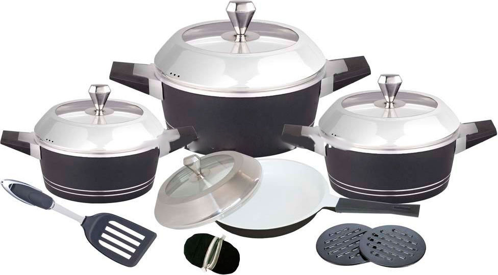 Set crockery from ceramic coated 13 items Barton Steel BS-6813