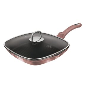 Пательня гриль з антипригарним покриттям і кришкою 28 см Berlinger Haus I-Rose Edition BH-6028