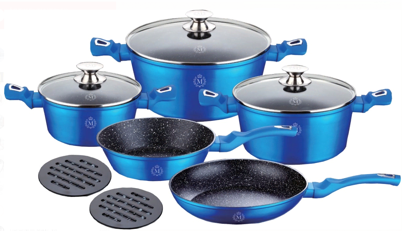 Набір посуду 10 предметів Meisterklasse Royal Blue Edition Metallic Line MK-1044