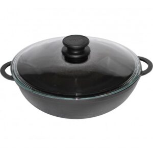 Cast iron WOK pan with glass cover 26 cm Биол 0526С
