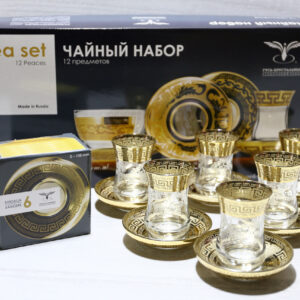 Набор стаканов для чая с блюдцем 100 мл Гусь Хрустальный Барокко EAV63-561/4201