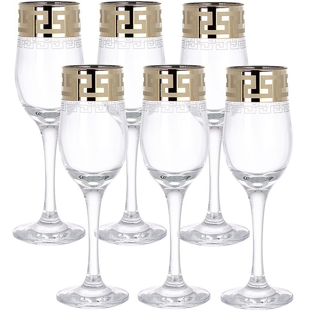 Set glasses for champagne 6 PC 200 ml Goose crystal Greek pattern EAV03-160