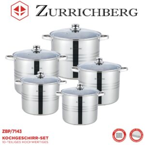 Набор кастрюль из нержавеющей стали Zurrichberg 10 предметов ZBP-7143
