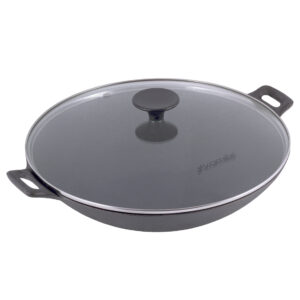 Пательня WOK 30 см чавунна зі скляної кришкою Kamille KM-4814V