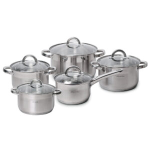 Set crockery Kamille of stainless become 10 items for induction and gases (2.1л, 2.9л, 3.9л, 6.5л) KM-5633S