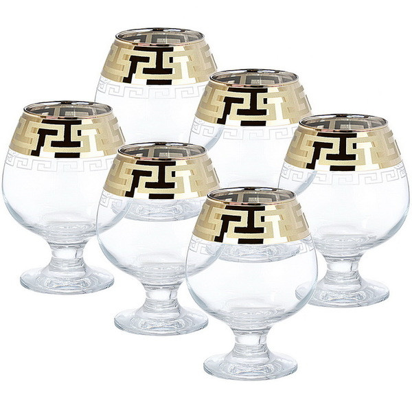 Set glasses for brandy Greek pattern 250 ml 6 PC Goose Crystal GE03-483