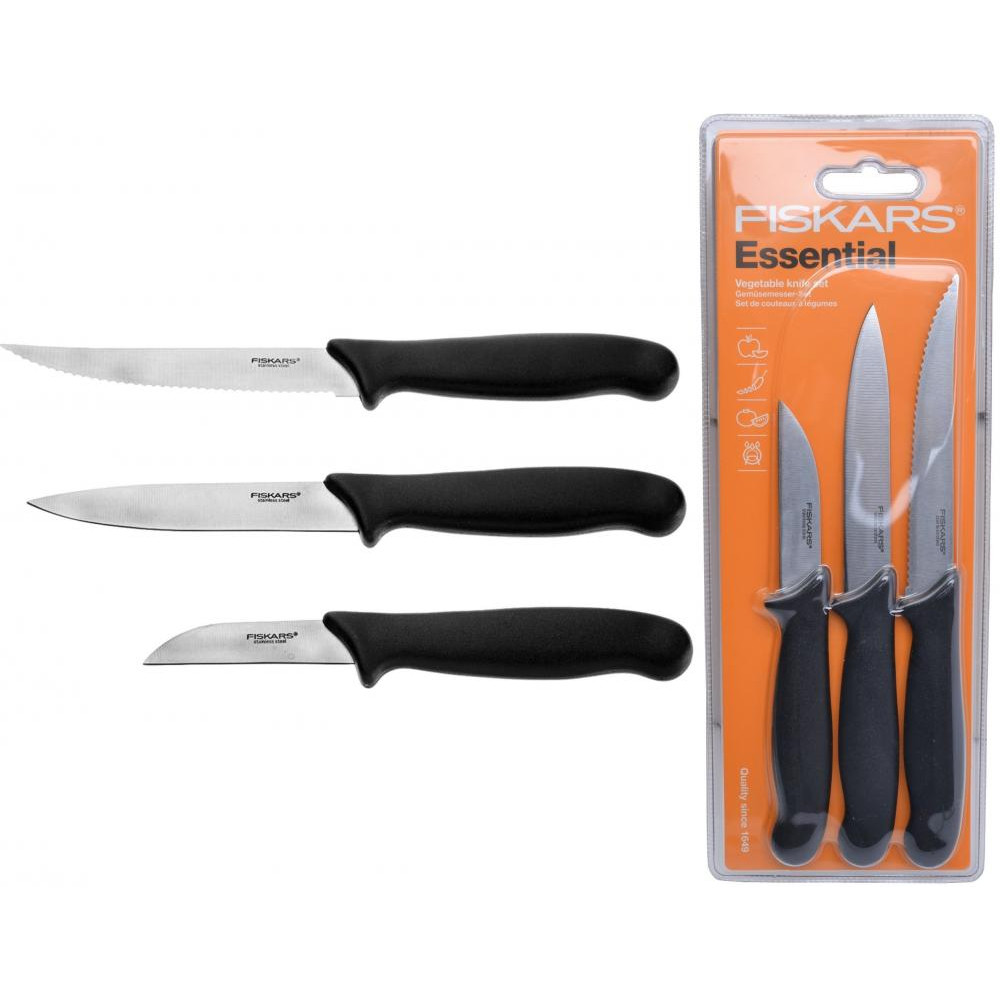 Набір ножів 3 шт для чистки Fiskars Essential 1023785