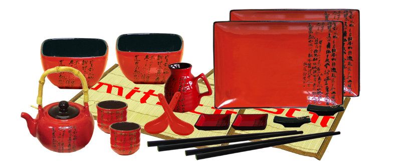 Set for sushi 18 items (red) Mitsui 24-21-249