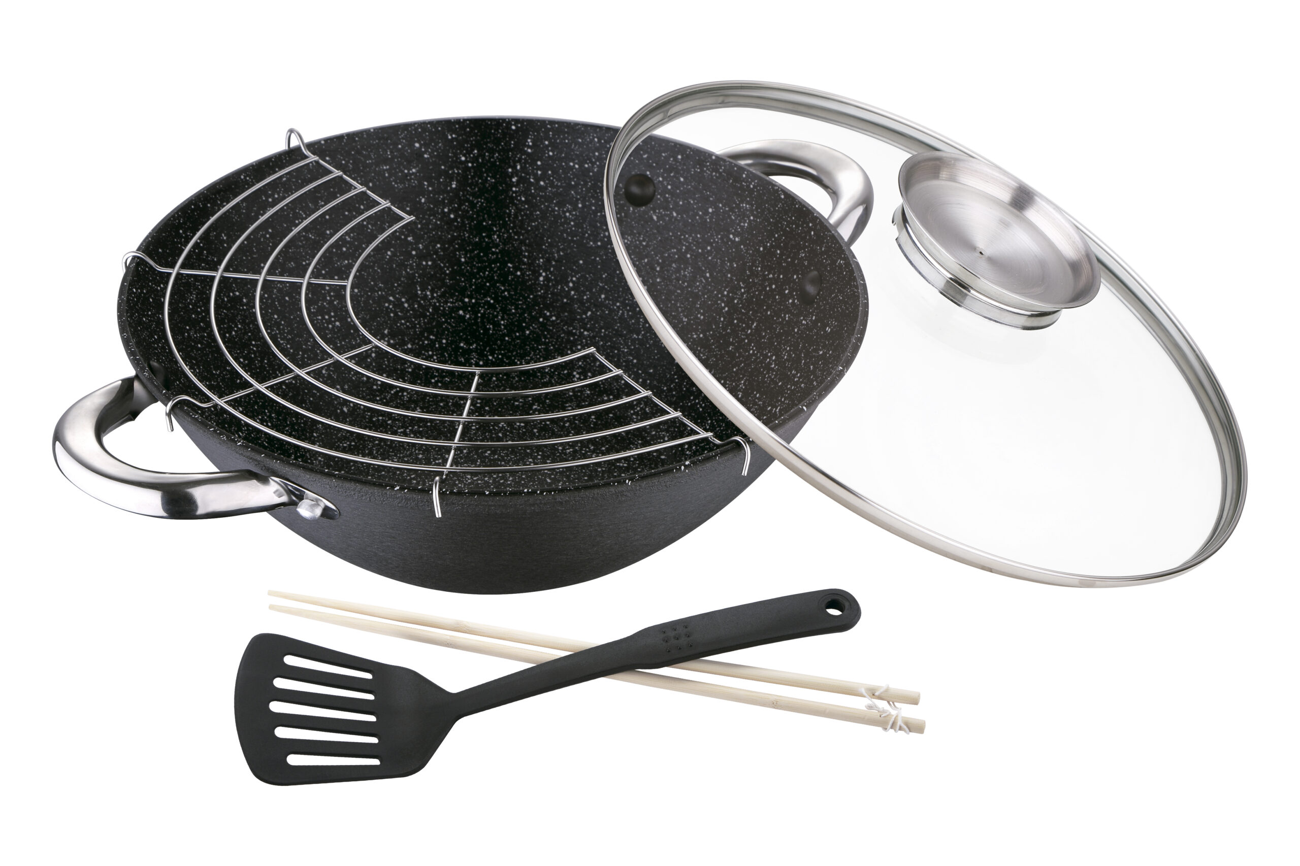 Сковорода WOK со стеклянной крышкой Ø28х9.4 см Bergner Foodies Japan BGMP-3802