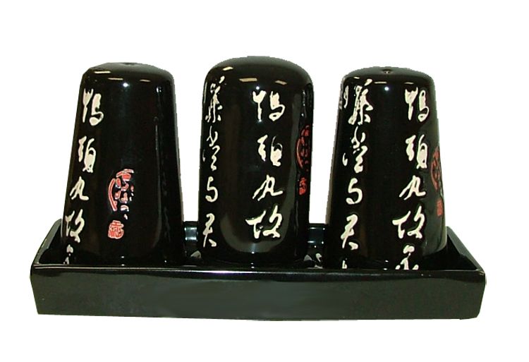 Set on stand соль/перец/подставка for toothpicks (the black) Mitsui 24-21-186