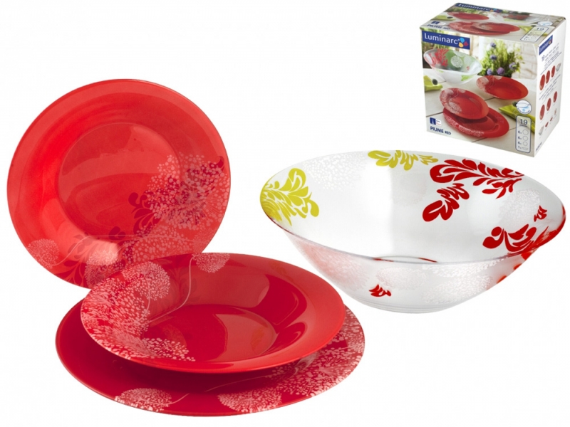 Столовий сервіз на 19 предметів LUMINARC Piume Red J7547