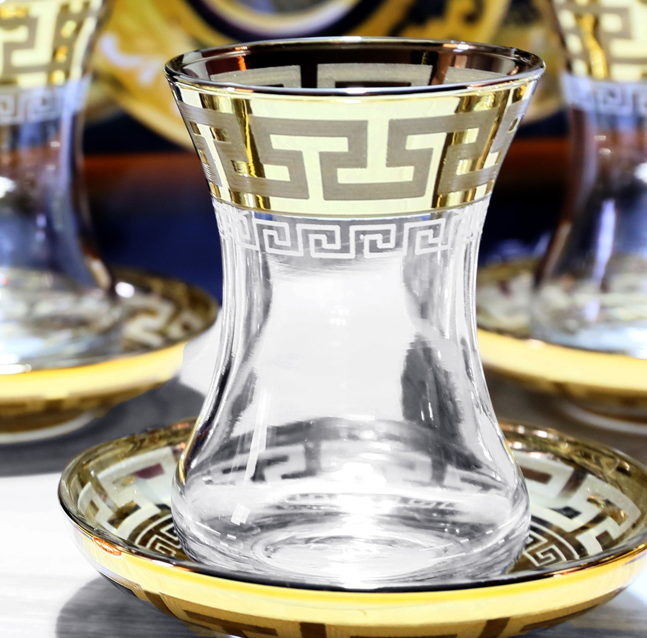 Set tea 12 items (a cup 125 ml + saucer) Goose Crystal Greek pattern EAV03-381/4201