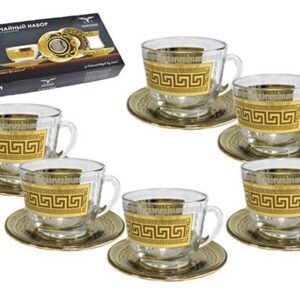 Set tea 12 items Goose crystal Greek pattern EAV03-1416/391