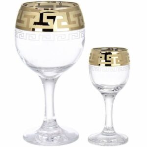 Set wine glasses and shots Greek pattern 12 etc Goose Crystal GE03-411/134