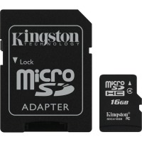 map memory KINGSTON microSDHC 16 GB Class 4 + SD adapter