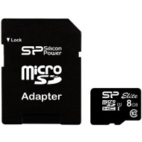карта памяти SILICON POWER microSDHC 8 GB Class 10 UHS-I Elite + адаптер