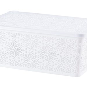 Корзина с крышкой VIOLET HOUSE WHITE Ажур 0404 2 Ажур W с/кр. 14 л