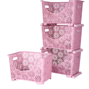 Набор корзин VIOLET HOUSE POWDER Ажур, 4 шт  Артикул: 0409 Ажур POWDER Набор 4 шт 36*27*88 см