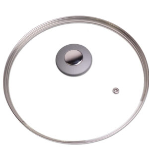 Кришка скляна 24 см з металевим обідком Kamille KM-0824GR