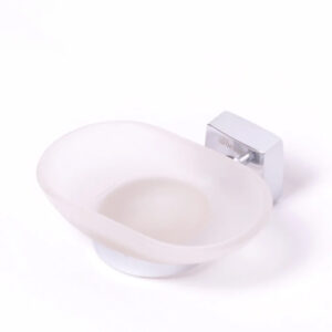 Soap-dish oval 13.5*11*4.5 cm glass on steel mounting Besser KM-8805B