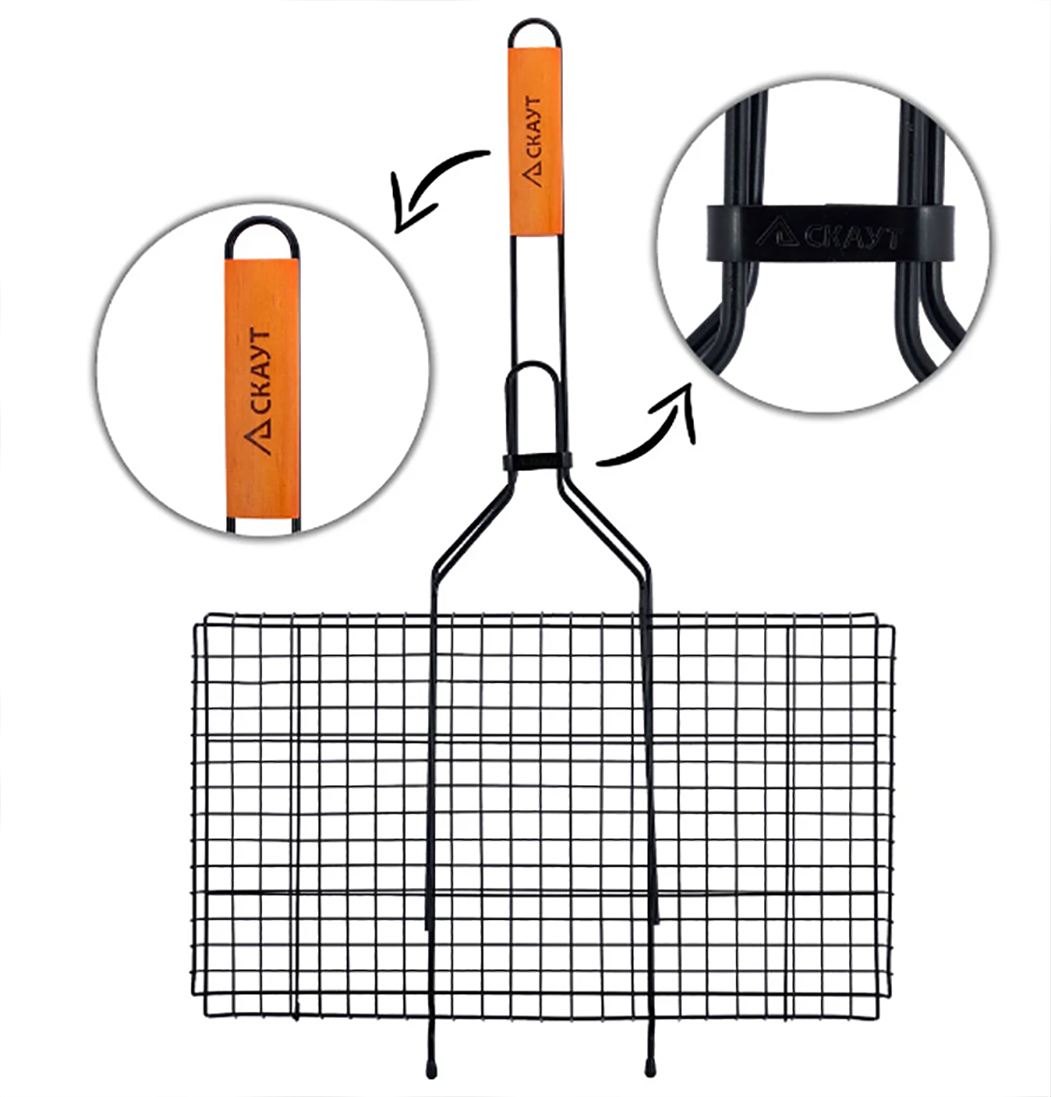Lattice for grill 44,5*26*2,5 cm from stick coated and wood handle Скаут™ KM-0714