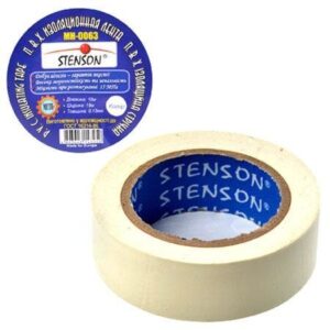 Ізоляційна стрічка ПВХ 10м біла 10шт/уп Stenson MH-0063
