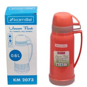 Термос Kamille Красный 600 мл пластиковый со стеклянной колбой KM-2073KR