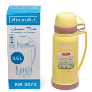 Термос Kamille Желтый 600 мл пластиковый со стеклянной колбой KM-2073SH