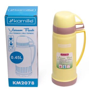 Термос Kamille Желтый 450 мл пластиковый со стеклянной колбой KM-2078ZH