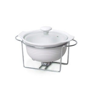 Steam table Kamille ceramic 1.2 l with glass cover and a metal stand KM-6400