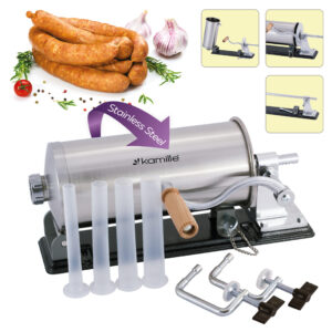 Шприц для начинения колбас 3 кг из нержавеющей стали с насадками Kamille KM-6502