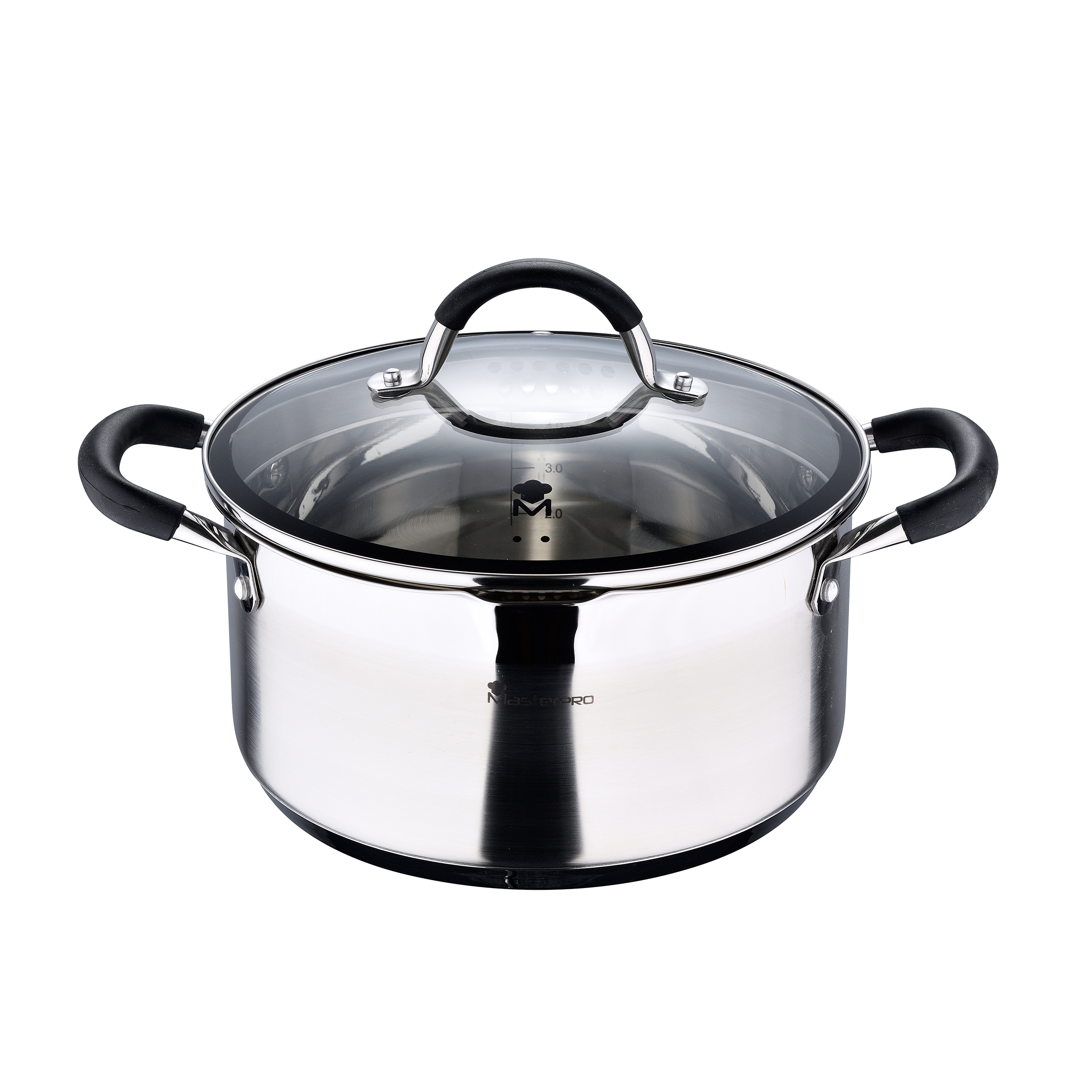 Каструля зі скляної кришкою 5 л Masterpro Foodies BGMP-1502-BK