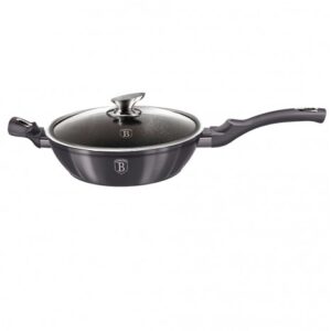 Сковорода глубокая с термостойкой стеклянной крышкой Ø28 см Berlinger Haus Metallic Line Carbon Pro Edition BH-6896