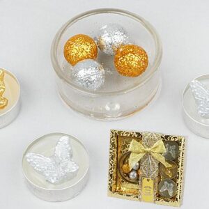 Set: 3 candles Butterfly + glass candlestick from decor BonaDi RF-C19