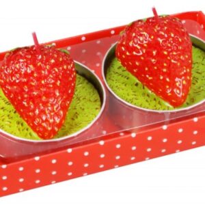 Set decorative candles at metal candlesticks Strawberry BonaDi Q00-378