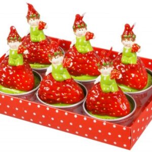Set decorative candles at metal candlesticks Strawberry BonaDi Q00-379