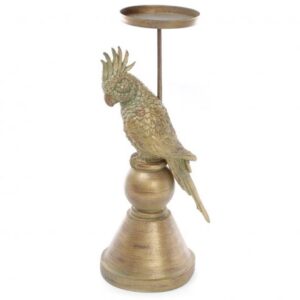 Candlestick A parrot 36.8 cm brass from patina BonaDi 434-119