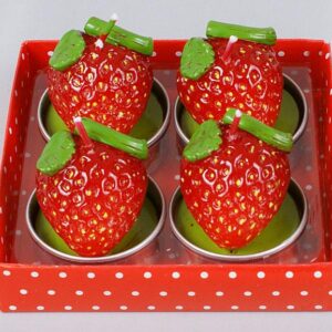 Set decorative candles at metal candlesticks 4 PC Strawberry BonaDi Q00-377