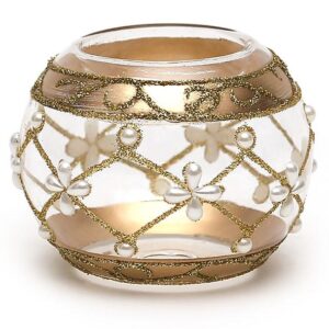 Candlestick glass from decor of beads 8 cm BonaDi 172-918