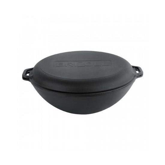 Пательня чавунна WOK 8 л з кришкою сковорідкою Brizoll W36-3