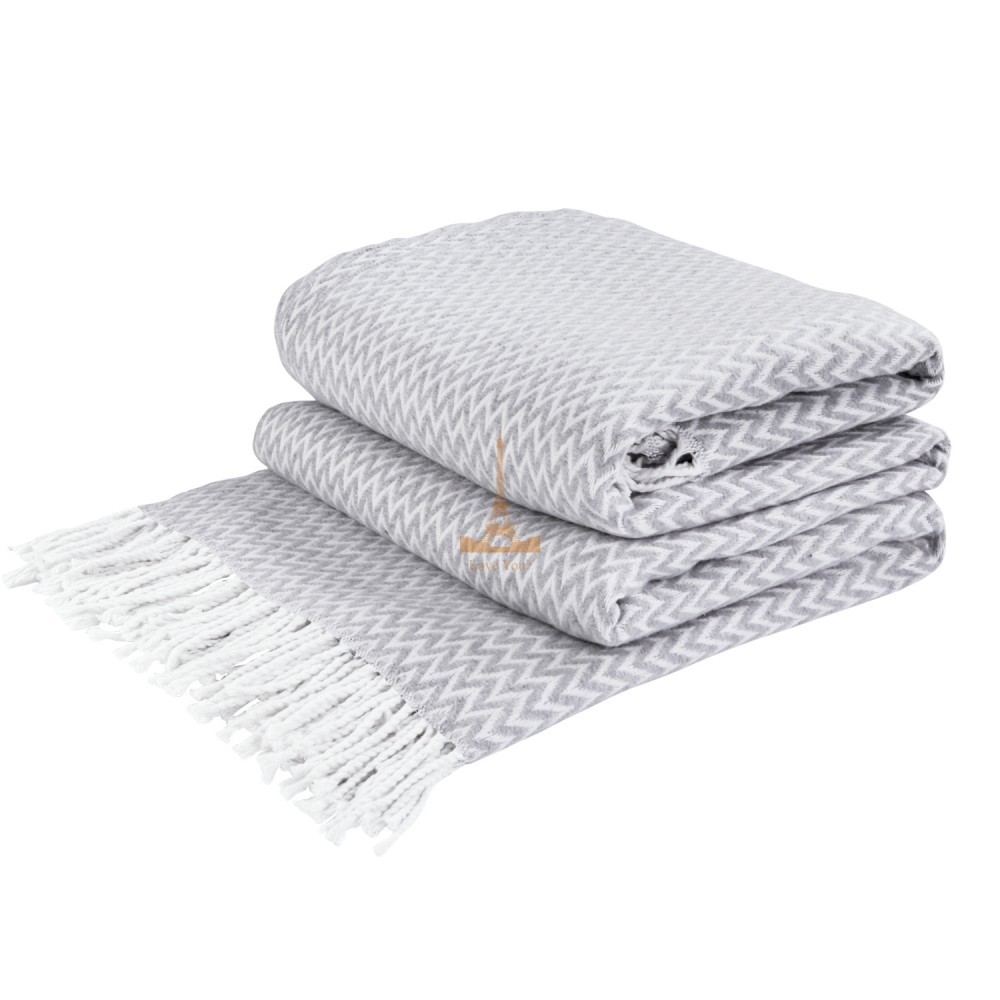 Plaid cotton zig-заг 140х200 cm St..gray Love You 41581