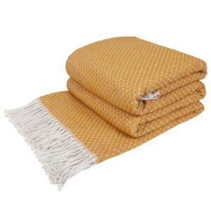 Plaid cotton 140х200 cm Gala mustard Love You 4429