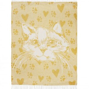 Plaid cotton 140х200 cm Cat mustard Love You 4434
