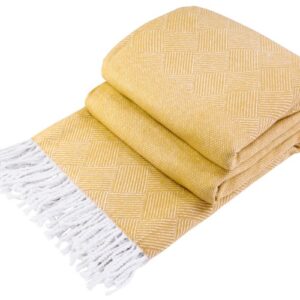 Plaid cotton 140х200 cm EXCLUSIVE mustard Love You 4379