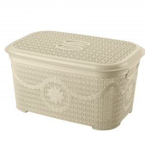 Корзина для зберігання з кришкою Asude Plastik 12 л ASD165-беж