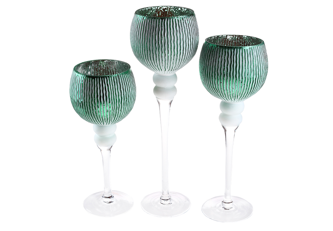 Set 3 glass candlestick Catherine 30 cm, 35 cm, 40 cm 527-729