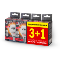 Лампа ERGO Standard "Набор 3+1" G45 E14 4W 220V Тепл.Бел. 3000K
